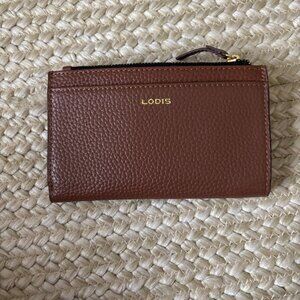LODIS RFID Bifold Wallet Red Premium Top Grain Leather New